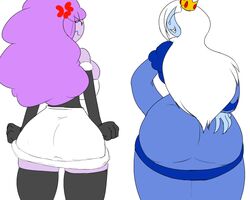 2girls adventure_time anger_vein angry ass ass_comparison ass_envy butt_size_difference cartoon_network denizen1414 duo ice_queen_(adventure_time) lumpy_space_princess mob_face tagme thick_ass white_background