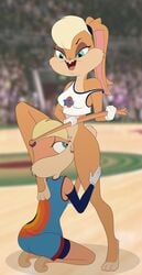 2girls aglert anthro ass basketball basketball_uniform big_dom_small_sub blonde_hair blue_eyes bottomwear breasts buckteeth clothed clothing cunnilingus dual_persona duo ear_pull ears_tied_back facial_tuft female female/female female_only fur genitals gloves hair half-closed_eyes handwear hi_res jersey lagomorph leporid lola_bunny looking_pleasured looney_tunes mammal multicolored_body multicolored_fur multiple_girls narrowed_eyes navel open_mouth oral pubes pussy rabbit self_paradox selfcest sex shirt shorts size_difference small_breasts space_jam space_jam:_a_new_legacy sportswear square_crossover tan_body tan_fur tank_top teeth topless topwear tuft two_tone_body two_tone_fur undressing uniform vaginal_penetration warner_brothers yuri