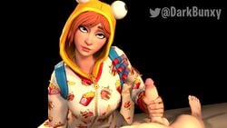 1boy 1girls 3d animated darkbunxy female fortnite handjob looking_at_viewer onesie onesie_(fortnite) penis tagme video