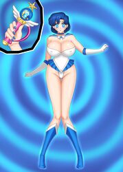 ami_mizuno big_breasts bishoujo_senshi_sailor_moon blue_eyes bluebullpen clothing erect_nipples erect_nipples_under_clothes female gloves hypnosis large_breasts legs looking_at_viewer mind_control sailor_mercury sailor_uniform short_hair star_power_stick