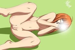 1girls female glasses hairless_pussy laying_down naked naked_female naver neet nude nude_female orange_hair persona persona_5 purple_eyes pussy sakura_futaba spread_legs tagme taking_picture vagina