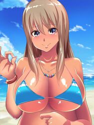 1girls 2010s :d animated bare_shoulders beach big_breasts bikini bikini_pull bikini_top blinking blue_eyes blue_sky blush bounce bouncing_breasts bracelet breasts brown_hair clavicle cleavage cloud cloudy_sky dainapp dark-skinned_female dark_skin day erect_nipples female female_focus fingernails head_tilt jewelry kurorettsu large_breasts large_filesize licking licking_lips long_hair looking_at_viewer loop mp4 necklace nipples no_sound ocean open-mouth_smile open_mouth original outdoors pulled_by_self pulling sand sky smile solo strap_pull string_bikini swimsuit tagme tanned teasing tongue tongue_out ugoira upper_body v video water wrist_cuffs