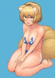 barefoot big_breasts breasts chanta_(ayatakaoisii) fox_ears fox_girl fox_tail kemonomimi ran_yakumo soles toes touhou yellow_fur