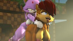 3d 3d_(artwork) anthro anus archie_comics blaze_the_cat brown_body chipmunk domestic_cat furry futa_on_female futanari penis purple_body pussy red_hair sally_acorn sex smile sonic_(series) twintailssfm white_body