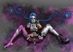 1girls amputee armless beaten blood blue_hair censored cuts gore gun_to_head gunpoint guro jinx_(league_of_legends) league_of_legends pink_toenails pistol rape riot_games ryona scared severed_arm sickr34niga spread_legs tattoos torn_clothes