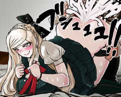 aftermath ahe_gao anilingus artist_request ass_lick ass_licking blonde_hair brown_hair chef chef_uniform cumming cunnilingus danganronpa danganronpa_2:_goodbye_despair long_hair princess pussy_lick pussy_licking short_hair sonia_nevermind straight_hair teruteru_hanamura tongue_out