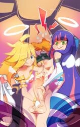 1boy 2girls angel ball_fondling blonde_hair briefers_rock caressing_testicles disabledfetus femdom ffm_threesome halo handjob huge_cock huge_penis licking light-skinned_female light-skinned_male light_skin long_hair looking_at_penis panty_&_stocking_with_garterbelt panty_anarchy penis purple_hair stocking_anarchy threesome