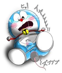 adorable anal anal_penetration anal_sex anthro anus balls blue_body blue_skin blush blushing cat collar crying cum cumshot cute cute_face doraemon doraemon_(character) feet feline jingle_bell machine male male_only open_mouth penis red_collar red_nose robot scared solo solo_male suffering tears testicles urumeme whiskers white_feet white_hands