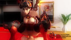 1boy 1girls 3d animated blizzard_entertainment breasts cowgirl_position devil_mercy female lewy mercy mirror no_sound overwatch penis pussy sex squatting tagme video