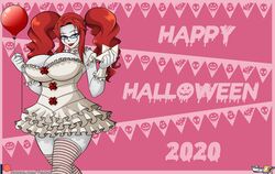 1girls alternate_version_available breasts bursting_breasts busty clown_girl clown_makeup commission cosplay costume female glasses halloween hourglass_figure it legs light-skinned_female light_skin long_hair mons_(ventzx) omitv original_character pale-skinned_female pale_skin pennywise pennywise_(cosplay) red_hair rule_63 stephen_king thick thick_legs thick_thighs thigh_highs thighhighs thighs twintails ventzcomics ventzx voluptuous watermark