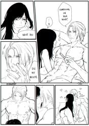 1boy 1boy1girl 1girls abs blowjob cigar comic dialogue english_text fellatio female final_fantasy final_fantasy_vii final_fantasy_vii_remake flaccid handjob heart imminent_blowjob imminent_fellatio imminent_oral implied_fellatio implied_oral inviting kissing kneeling kneeling_oral_position leg_between_thighs long_hair male male/female monochrome muscular_male nude nude_female nude_male nudity oral oral_sex pussy ring rubbing rubbing_penis rufus_shinra sitting_on_lap smoking stroking_penis suggestive_gesture text tifa_lockhart voaleine