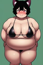 ai_generated alunya bikini blush cat_ears cat_tail fat leftypol light-skinned_female light_skin nai_diffusion solo solo_focus stable_diffusion