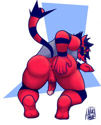 anthro anus ass denko_sekichi genitals hi_res incineroar male male/male male_only nintendo not_denko penis pokémon_(species) pokemon solo video_games