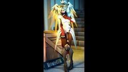 1futa 3d animated blizzard_entertainment blush blushing breasts cum cum_on_body distortedsfm embarrassed futa_only futanari looking_at_viewer mercy no_sound overwatch penis solo solo_futa standing thin_waist video wide_hips