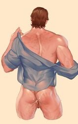 1boy after_anal after_sex arthur_morgan ass back_hair back_muscles back_view balls bara bottomless brown_hair color cowboy_shot cum cum_from_ass cum_leaking cum_on_ass cum_on_body digital_media_(artwork) gay hair henrryxv human human_only humbling_henry leaking leaking_cum male male_only muscular plain_background red_dead_redemption_(series) red_dead_redemption_2 see-through see-through_clothing shirt spank_marks spanked testicles uncensored url video_games yaoi