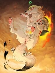 amaterasu anthro canid canine capcom female feral fur furry hioshiru okami pussy