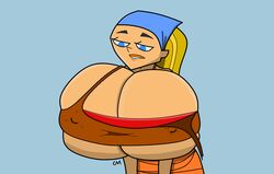 big_breasts biting_lip breast_expansion choccymalk giant_breasts huge_breasts lindsay_(tdi) total_drama_island