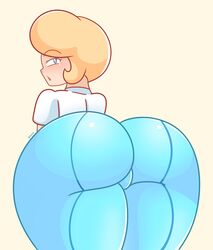 ass big_ass big_butt blonde_hair blue_eyes bottom_heavy bubble_ass daisy-pink71 fat_ass fat_butt female female_only gwyn_(daisy-pink71) huge_ass huge_butt large_ass large_butt looking_at_viewer looking_back original_character short_hair simple_background sweatpants t-shirt thick_ass thick_thighs wide_hips