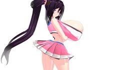 1girls 3d :) ariane_cevaille arms_under_breasts black_hair blush bursting_breasts cheerleader cheerleader_uniform dark_hair female female_only hair_ribbon huge_breasts hyper hyper_breasts light-skinned_female light_skin long_twintails looking_at_viewer looking_back neoteny original original_character purple_eyes silo9 skirt smile solo solo_female tight_clothing twintails white_background wink young