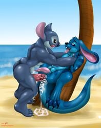 2boys absurd_res alien anal anal_sex animal_genitalia anthro ass balls beach bodily_fluids cum cum_in_ass cum_inside disney dripping duo gay genital_fluids genitals hi_res hybrid lilo_and_stitch male male/male male_only male_penetrated male_penetrating male_penetrating_male penetration penis precum precum_drip public_nudity seaside smartwhitefang stitch stitcharoo yaoi