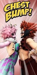 1boy 1boy1girl 1girls 3d 3d_(artwork) big_breasts black_sclera blushing breast_on_chest breast_press breast_press_on_chest breast_squish bros_being_bros clothed cute duo eijirou_kirishima female greatm8 happy hero_outfit_(mha) horns innocent kirimina male male/female mina_ashido my_hero_academia pink_hair pink_skin red_hair shounen_jump sweet tight_clothing wholesome