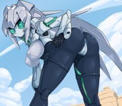 1girls absurdres anus anus_peek ass black_skin blue_anus cameltoe erect_nipples erect_nipples_under_clothes female green_eyes gundam gundam_build_divers gundam_build_divers_re:rise high_resolution highres looking_back mobile_doll mobile_doll_may multicolored_skin nipples no_mouth outdoors panties partially_visible_anus pochincoff pussy_visible_through_clothes pussy_visible_through_panties pussy_visible_through_thong robot robot_girl sky uncensored underwear white_breasts white_panties white_skin white_underwear