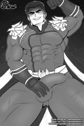 black_and_white bulge bulge_grab costume flexing flexing_bicep gay homelander muscles muscular muscular_male pecs randrewcv smirk the_boys tight_clothing