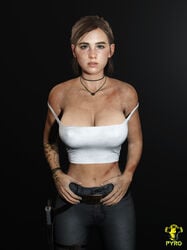 1girls 3d athletic athletic_female breasts brown_eyes brown_hair choker cleavage crop_top curvy cute denim denim_clothing dirty ellie_(the_last_of_us) ellie_williams erect_nipples female female_only freckles jeans large_breasts naughty_dog necklace nipple_bulge nipples petite pyro_(artist) realistic short_hair solo solo_female strap_slip tattoo the_last_of_us the_last_of_us_2 tight_clothing