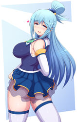 1girls aqua_(konosuba) aqua_hair female female_focus female_only kono_subarashii_sekai_ni_shukufuku_wo! large_breasts long_hair ponpo tagme