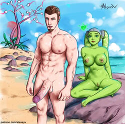 1boy 1girls alexeyv big_penis brown_hair flaccid green_eyes heart hera_syndulla light-skinned_male love muscular muscular_male penis short_hair speech_bubble star_wars star_wars_rebels twi'lek veiny_penis