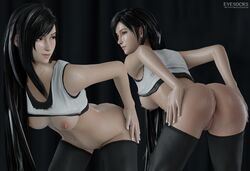 1girls 3d areolae ass ass_focus black_legwear eyesocks female_only final_fantasy final_fantasy_vii nipples presenting presenting_pussy pussy realistic solo solo_female source_filmmaker sweat sweatdrop tifa_lockhart wet wet_pussy