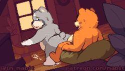 2021 anal anal_sex animal_crossing animated anthro anthro_on_anthro anthro_penetrated anthro_penetrating anthro_penetrating_anthro ass belly blush bodily_fluids brown_body brown_fur cum cum_in_ass cum_inside cum_on_ground cum_while_penetrated cumshot curt_(animal_crossing) digital_media_(artwork) duo erection from_behind_position fur gay genital_fluids genitals gif mabit male male/male male_only male_penetrated male_penetrating male_penetrating_male mammal nintendo nude open_mouth orgasm overweight overweight_male penetration penis pixel_art sex smile teddy_(animal_crossing) ursid video_games