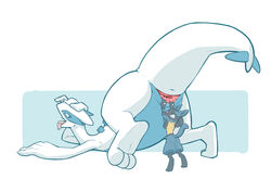 absurd_res ambiguous_gender anthro anthro_on_feral anus ass ass_up blush bodily_fluids digitigrade duo female female/ambiguous feral genital_fluids genitals hand_on_head hi_res horizontal_pussy imgonnaloveyou interspecies larger_female larger_feral legendary_pokémon looking_back lucario lugia lying nintendo on_front open_mouth pear-shaped_figure pokemon pokemon_(species) presenting presenting_hindquarters pussy pussy_juice simple_background size_difference slightly_chubby smaller_ambiguous smaller_anthro smile spread_pussy spreading thick_tail tongue tongue_out video_games white_background wide_hips zoophilia