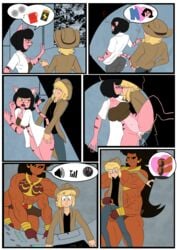 1boy 2girls 4_arms against_wall alien alien/human alien_girl big_girl black_hair blonde_hair brown_skin cat_ears cat_girl cat_tail catgirl chris_hunter_anderson clothed_sex comic creampie cum cum_in_pussy cum_inside female giantess girl gold_eyes gregart hind_legs human human_male implied_handjob interspecies k’retta_almon kissing kitty_feirr leg_up leg_up_sex licking_lips male male/female multi_arm multi_limb muscular_female no_panties pants_off pantsless penis_in_pussy penis_out penis_out_of_underwear perpetual_son pink_fur sex slim2k6 standing_sex unzipping vaginal_sex wall_sex xxmercdarkxx