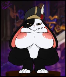 absurd_res anthro armello breasts electricsnowfox elyssia_(armello) exposed_breasts feet female genitals hi_res lagomorph leporid mammal pussy rabbit solo video_games