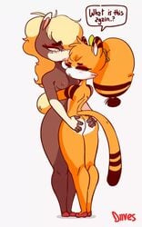 2girls angry animated anthro anus ass ass_grab black_fur blush breasts brown_fur clothing dialogue diives dou_(diives) duo embarrassed english_text female female_only footwear fur furry furry_only groping groping_ass hands_on_ass horse_girl innocent mostly_nude no_sound nude orange_fur pussy skinny spread_pussy spreading_ass standing tail text tiger_girl tiger_print tiger_stripes tiger_tail video xingzuo_temple yuri