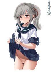 censored ebifurya kantai_collection nopan pussy seifuku sketch skirt_lift usugumo_(kantai_collection)