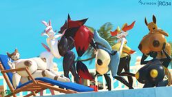 3d anthro braixen eevee eeveelution female female_focus female_only furret furry furry_only hyper lucario pokemon pokemon_(species) rgtdwtbr source_filmmaker sylveon umbreon zoroark