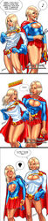 2girls areola_slip areolae ass athletic athletic_female bare_legs belt biceps big_breasts blonde_hair blue_eyes bob_cut bottomwear breasts breasts_out bubble_butt bursting_breasts butt cape cleavage cleavage_cutout clothing comic dc dc_comics erect_nipples female gloves handwear kara_zor-el kara_zor-l karen_starr large_breasts leotard lipstick long_hair loose_clothes makeup multiple_girls nebaroth nipples overflowing_breasts panties power_girl short_hair skirt small_breasts speech_bubble standing supergirl superman_(series) tagme toned toned_female topwear upskirt voluptuous yuri