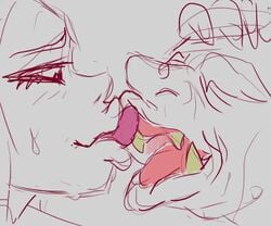 animated arawn_(ungulatr) female goblin goblin_male male saliva teeth tiefling tongue tongue_in_mouth tongue_kiss tongue_out ugly_man ungulatr