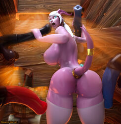 1girls 3d animal_genitalia ass balls big_ass big_breasts big_penis blizzard_entertainment draenei dreamswarart female glory_hole horsecock isabella_(nikky_nylon) nipple_piercing warcraft world_of_warcraft