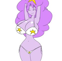 adventure_time armpits arms_behind_back big_breasts bikini cartoon_network denizen1414 huge_breasts humanized lumpy_space_princess purple_skin star_bikini white_bikini