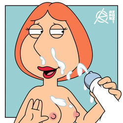 2021 accurate_art_style artist_logo artist_signature bare_breasts big_nose breasts crossover cum cum_on_body cum_on_breasts cum_on_face digital_drawing_(artwork) digital_media_(artwork) ejaculation erection eyelashes facial family_guy framed_background handjob happy happy_facial laughing lips lois_griffin looking_back milf no_bra nude nude_female open-mouth_smile open_mouth orange_hair partial_male penis ragnar_oktopod red_lipstick smile smiling solid_color_background white_skin wii_fit_trainer_(male)