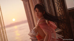1girls 3d 3dloveandpeace black_hair dead_or_alive female kunoichi momiji_(ninja_gaiden) ninja_gaiden see-through see-through_clothing see-through_skirt sunset tecmo wings