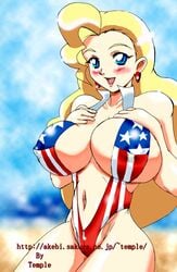 1girls american_flag american_flag_bikini big_breasts breasts female female_only gaogaigar huge_breasts large_breasts solo swan_white temple_(artist)