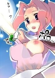 blush breasts erect_nipples female female_only final_fantasy final_fantasy_iv final_fantasy_iv_the_after hima human nipples pink_hair ponytail porom see-through solo tied_hair wardrobe_malfunction