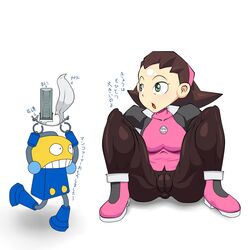 1girls a- anal anal_insertion big_breasts breasts brown_hair cameltoe dress fat_mons female female_only green_eyes mega_man mega_man_legends pantyhose pussy sex_toy shirt tagme translation_request tron_bonne