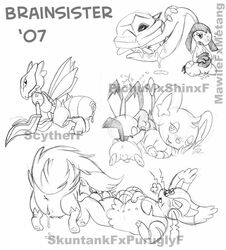 2007 brainsister mawile metang nintendo pichu pokemon pokemon_(species) purugly scyther shinx skuntank