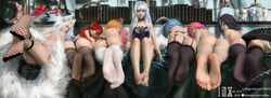 6+girls animal_ears ass babydoll back bare_legs barefoot bed black_hair black_legwear blonde_hair blue_eyes blue_hair bonsai book brown_eyes brown_legwear bunny_ears bunny_girl bunny_tail cat_ears cat_girl choker everyone feet fishnet_legw9ear fishnets flower_wreath foot_focus fox_girl garter_straps garters highlights highres horns legs lingerie lizard_tail long_hair looking_at_viewer lying multicolored_hair multiple_girls negligee no_shoes on_stomach original pillow pink_eyes pink_hair pointy_ears realistic red_eyes red_hair shelf short_hair silver_hair single_horn sitting socks soles striped striped_legwear stuffed_animal stuffed_toy tail thighhighs thighs toes underwear vertical-striped_legwear vertical_stripes watermark white_hair white_legwear ydiya