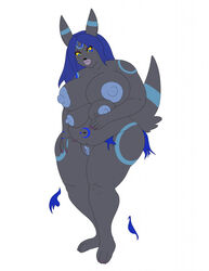 anthro ashwolves5 breasts eeveelution female hi_res multi_breast nintendo nude overweight pokémon_(species) pokemon rule_63 solo transformation umbreon video_games